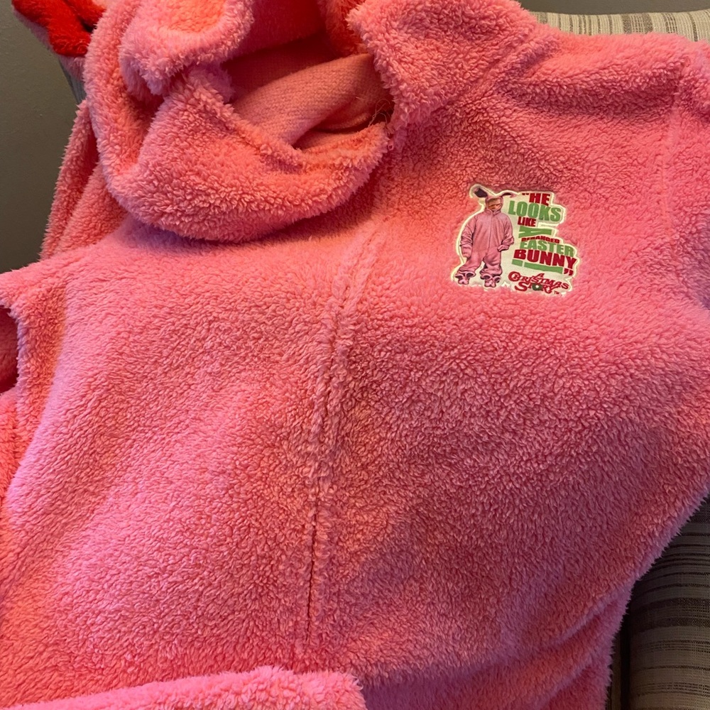Gently Loved Ralphie Pink Plush Hoodie with Stand Up EarsPerfect for Christmas